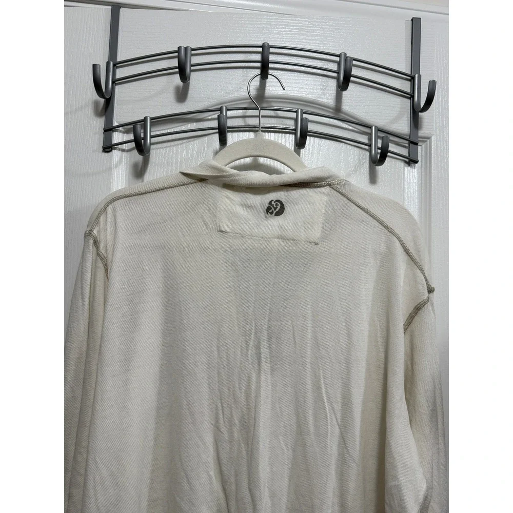 Margaritaville Mens XL Quarter Zip Pullover Off White Cotton Contrast Stitching